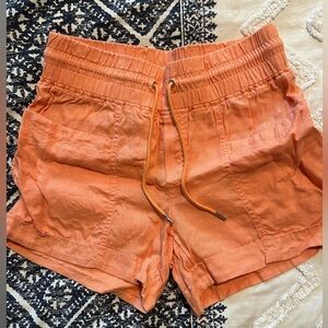 Athleta Orange Drawstring Linen-Blend Athletic Shorts